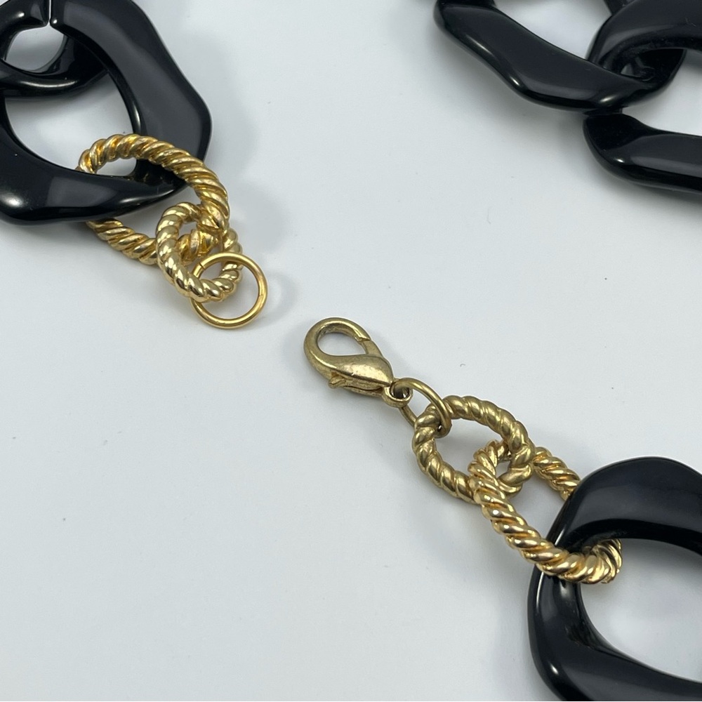 Chunky Black Acrylic Link Statement Necklace With… - image 3
